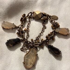Ann Taylor Vintage  Gold and Brown Stone Bracelet
